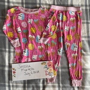 Little Sleepies pink Milk and Cookies pajamas